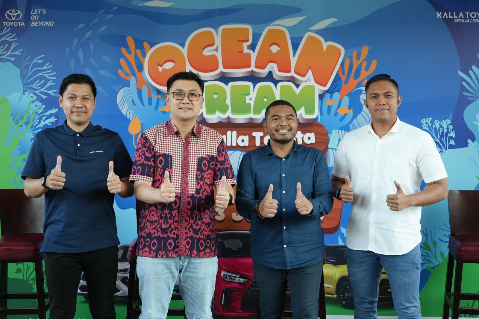 Kalla Toyota kembali menggelar Public Display di bulan Juli ini. Bertajuk Ocean Dream, Public Display akan digelar di Atrium Trans Studio Mall 19-23 Juli 2023 mendatang. Press Conference Ocean Dream by Kalla Toyota dihadiri langsung oleh Andyka Susanto selaku West Region General Manager Kalla Toyota, Suliadin selaku Marketing General Manager Kalla Toyota, Syamsul Bahri selaku Aftersales Manager Kalla Toyota dan I Gede Widana selaku Branch Manager Toyota Astra Finance Makassar.