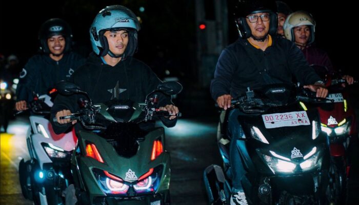 Asmo Sulsel Gelar Nocturnity Riding, Ajak Komunitas SV160 Nikmati Pengalaman Night Ride