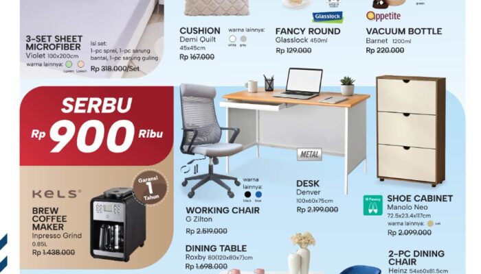 INFORMA 9.9 Hanya 3 Hari, Gratis Ongkir & Cicilan 0%, Furnitur Mulai Rp 900 Ribu dan Aksesori Rp 90 Ribu