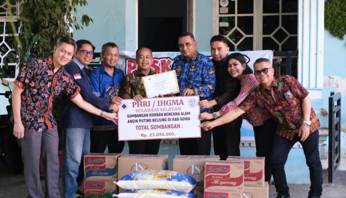 PHRI dan IHGMA Sulsel Salurkan Bantuan untuk Korban Puting Beliung di Gowa