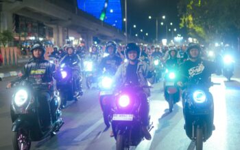 Asmo Sulsel Gelar Scoopy Night Culture, 300 Pecinta Scoopy Antusias Ikuti Night Ride hingga Games Seru