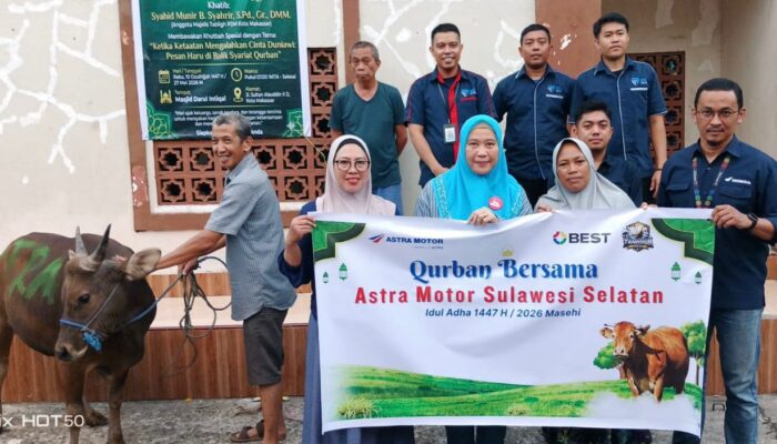 Asmo Sulsel Salurkan Hewan Kurban untuk Masjid Darul Intiqal di Momentum Idul Adha 1447 H