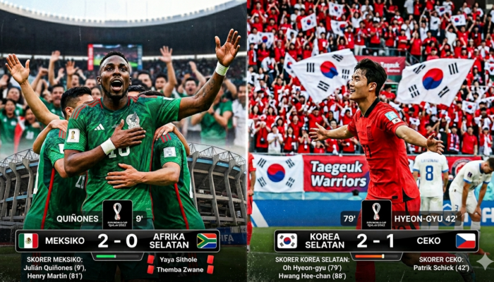 Drama Tiga Kartu Merah Meksiko vs AfSel dan Aksi Comeback Sensasional Korea Selatan vs Ceko